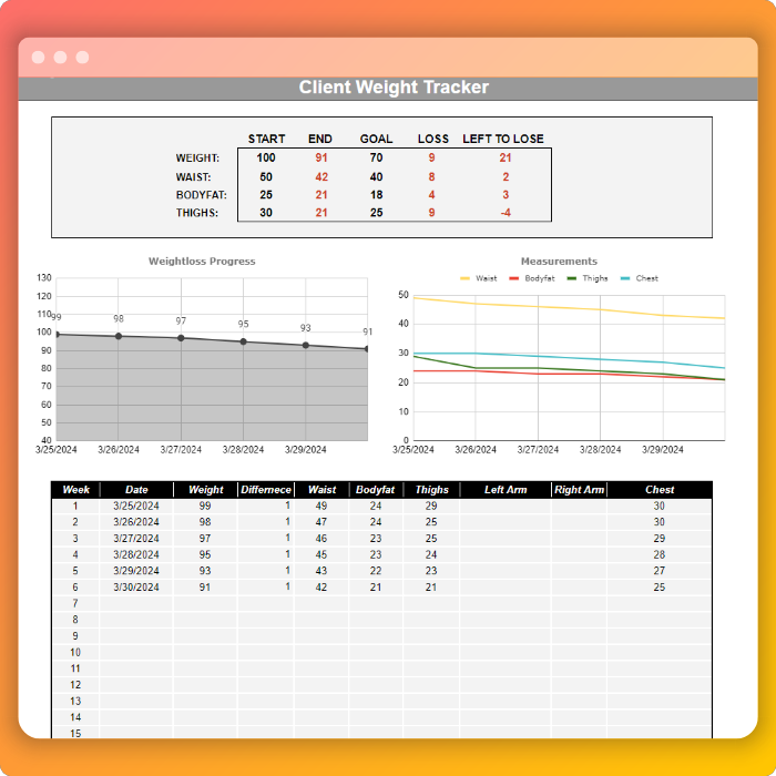 Client Weight Tracker preview